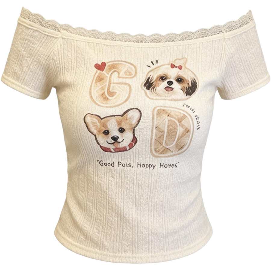 CHARM GLOW T Shirts Women's Apricot Boat Neck Moderate Nipped In Waist