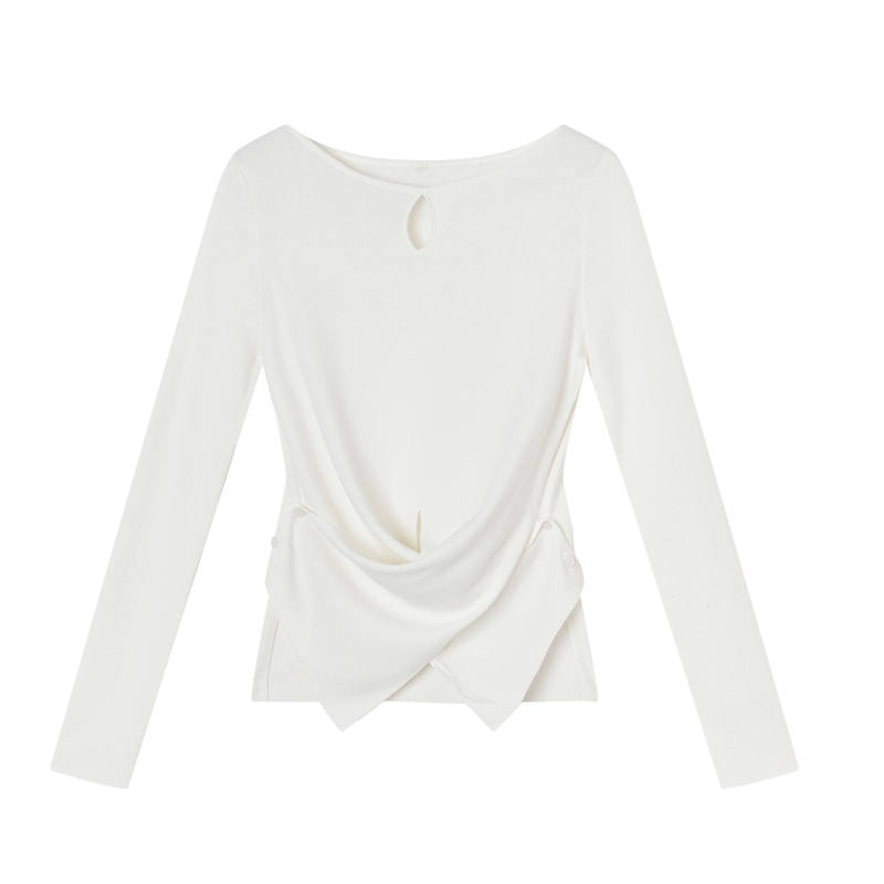 XIANGYING Knitwear Women's Ecru Boat Neck Moderate