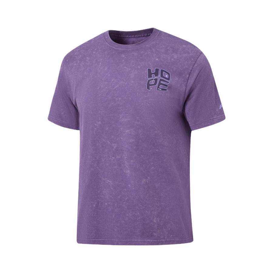 Li-Ning Li Ning Table Tennis Collection T Shirts Unisex Mineral Purple Washed Crew Neck Moderate