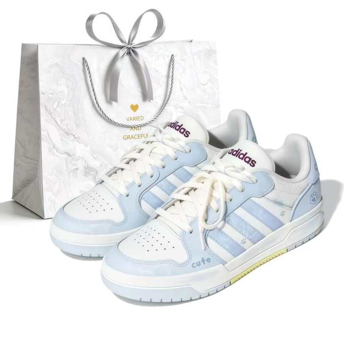 Adidas Adidas ENTRAP Skateboard Shoes Unisex Low Top White Blue Color Block Patchwork