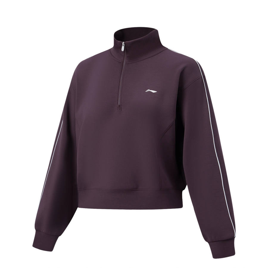 Li-Ning Li Ning Fitness Series Sweatshirts Women's Dark Plum Purple Stand Collar Moderate
