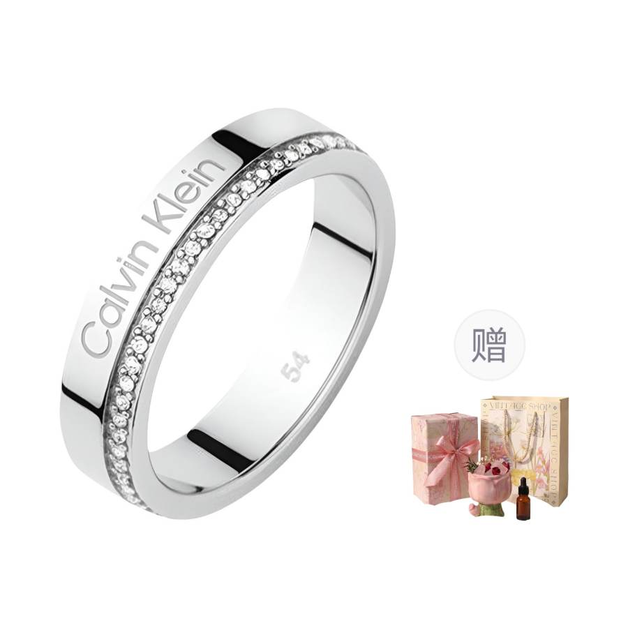 CALVIN KLEIN 316L Stainless Steel & Artificial Crystal Individual, Trendy, Premium Aesthetic, Fashion, Ring Unisex