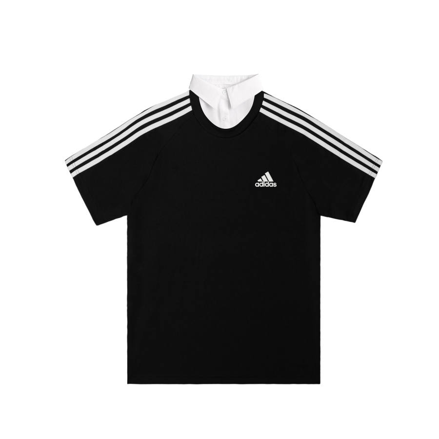 Adidas Adidas Football T Shirts Men's Black Polo Collar Moderate