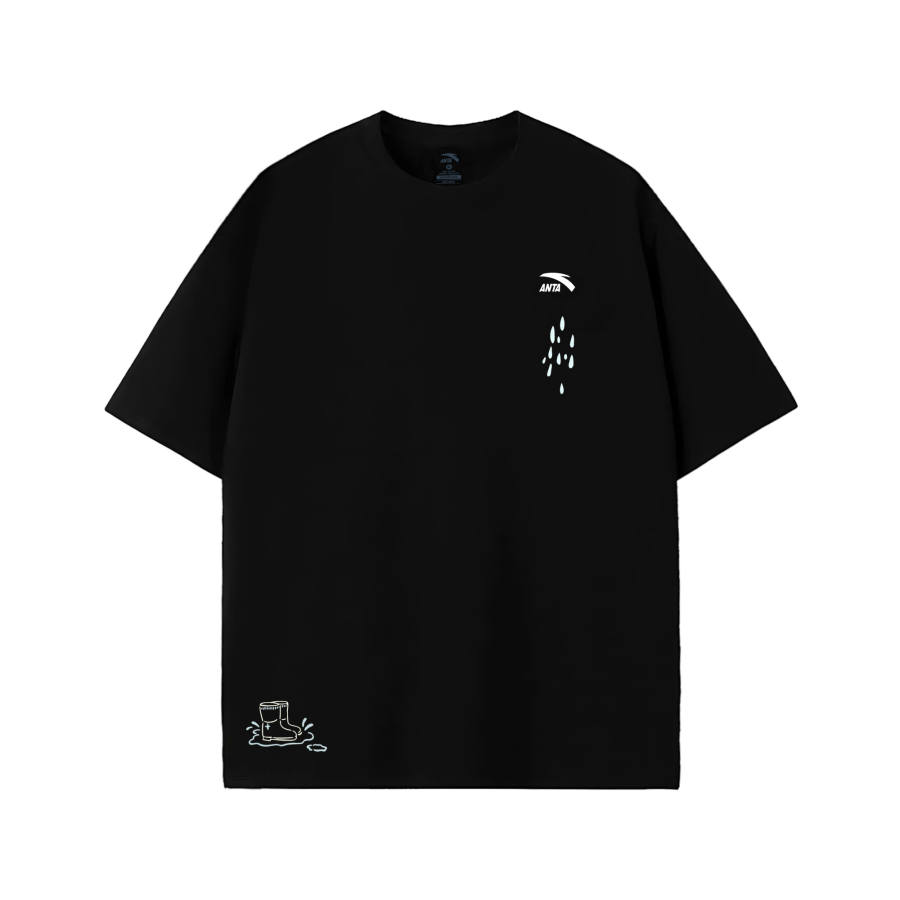 ANTA Life Collection T Shirts Unisex Black Crew Neck Moderate