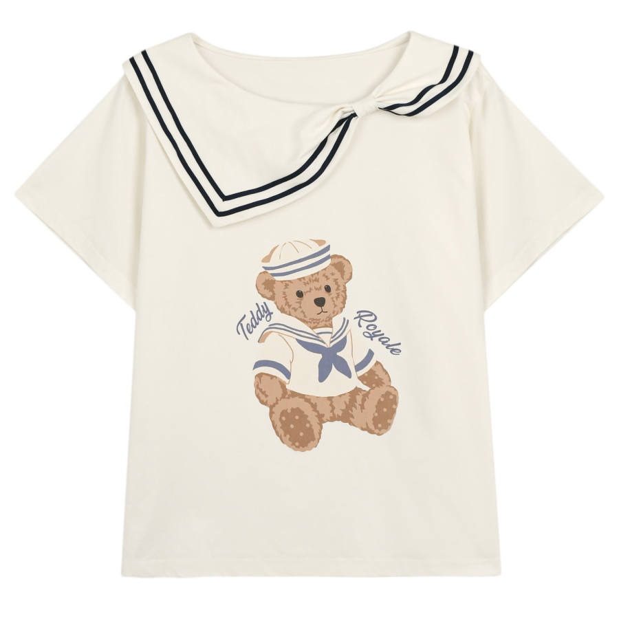 SNBL T Shirts Women's Apricot Navy Collar Moderate