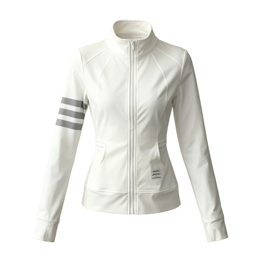 FINDSME GAGA Sweatshirts Women's White Stand Collar Thin Nipped In Waist