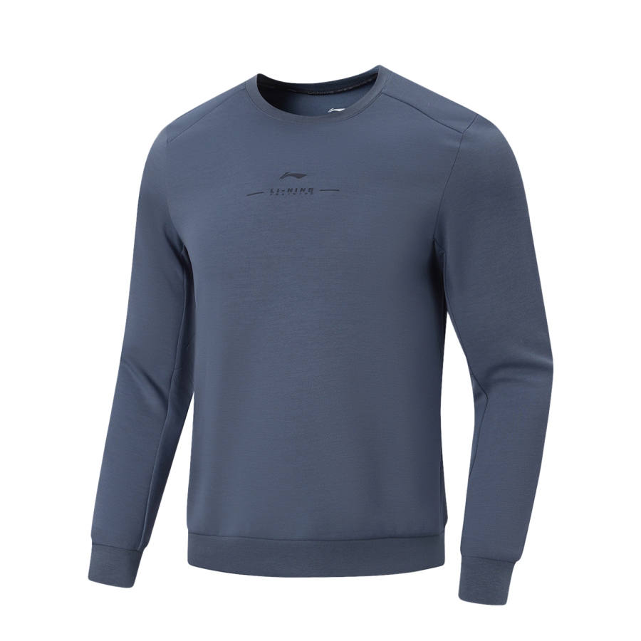 Li-Ning Li Ning Fitness Series Sweatshirts Men's Gray Indigo Crew Neck Moderate