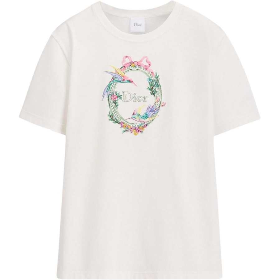 DIOR Dioramour T Shirts Women's White Crew Neck Moderate