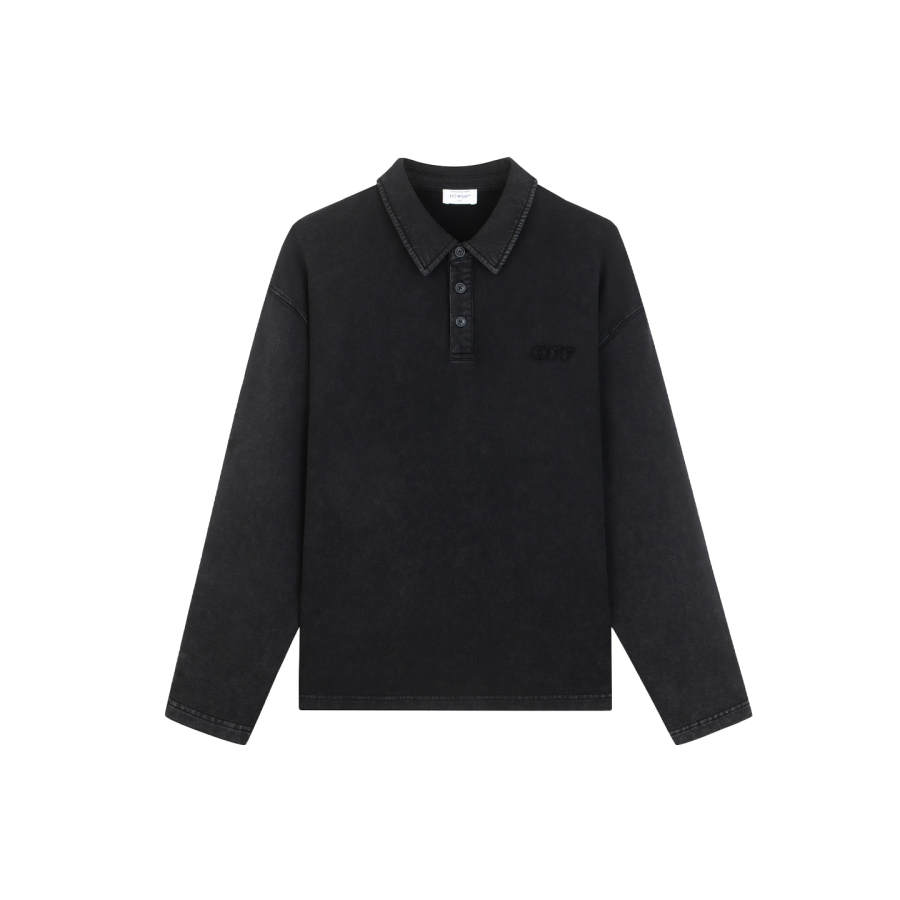 OFF-WHITE OFF WHITE Polo Shirts Men's Black Washed Polo Collar Moderate Straight Fit