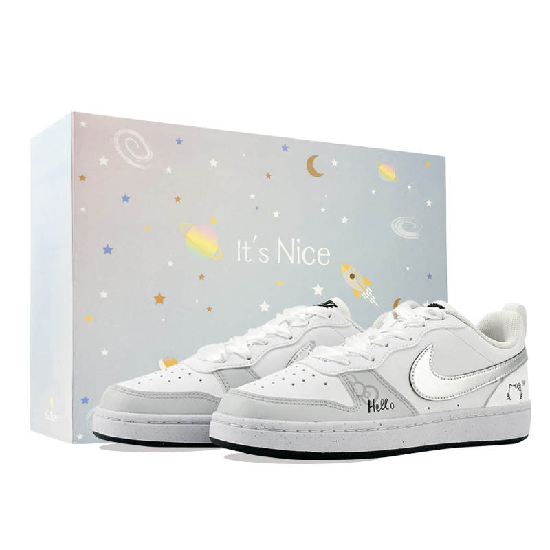 Nike Nike Court Borough Skateboard Shoes Women's Low Top White Gray Silver Black Color Block