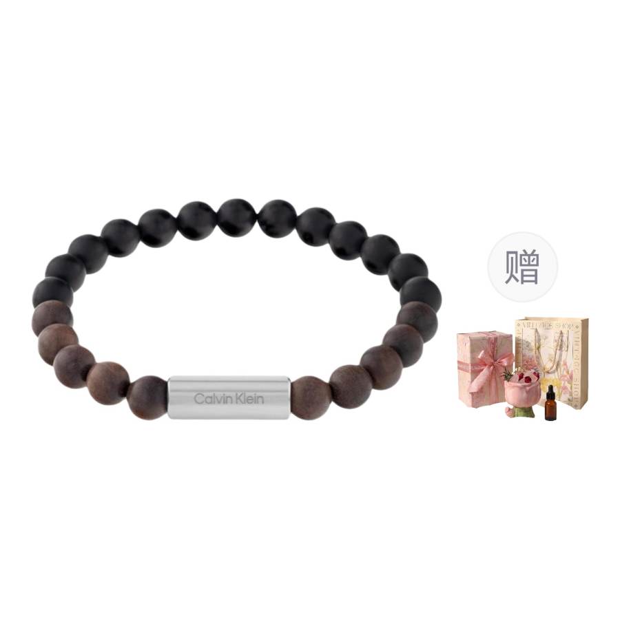 CALVIN KLEIN Steel, Agate, Wood Niche, Trendy, Minimalist Style, Versatile, Beaded Bracelet Men's