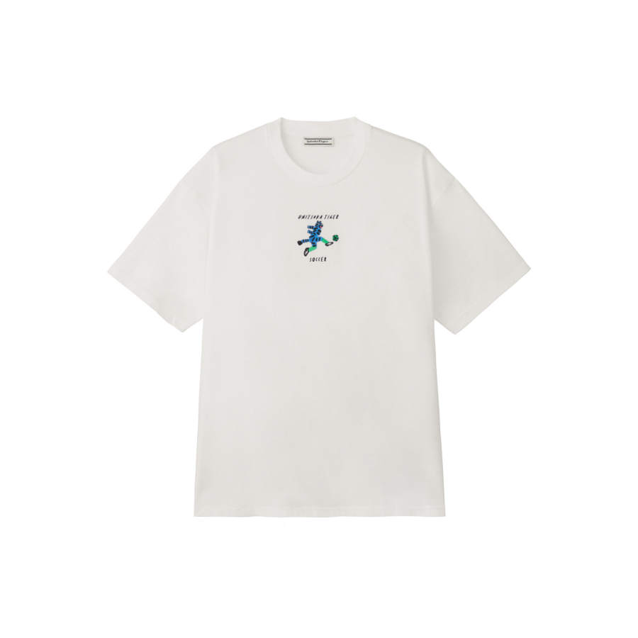 Onitsuka Tiger T Shirts Men's White Crew Neck Moderate Straight Fit