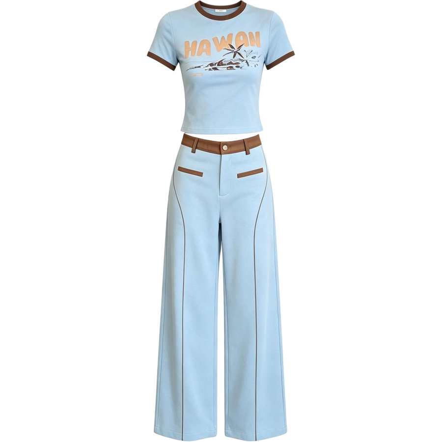 CHARM GLOW Casual Suits Women's Crew Neck Moderate