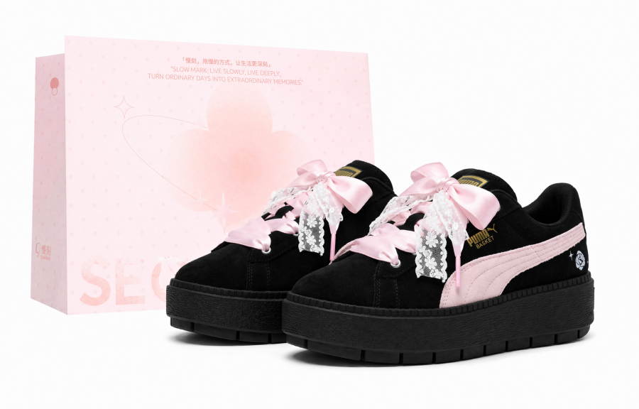 PUMA Platform Trace Skateboard Shoes Women's Low Top Pink