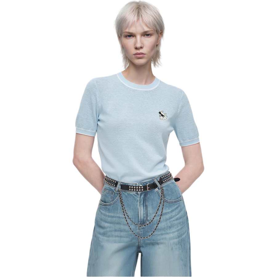KARL LAGERFELD / Karl Lagerfeld Jeans Knitwear Women's Blue Crew Neck Moderate