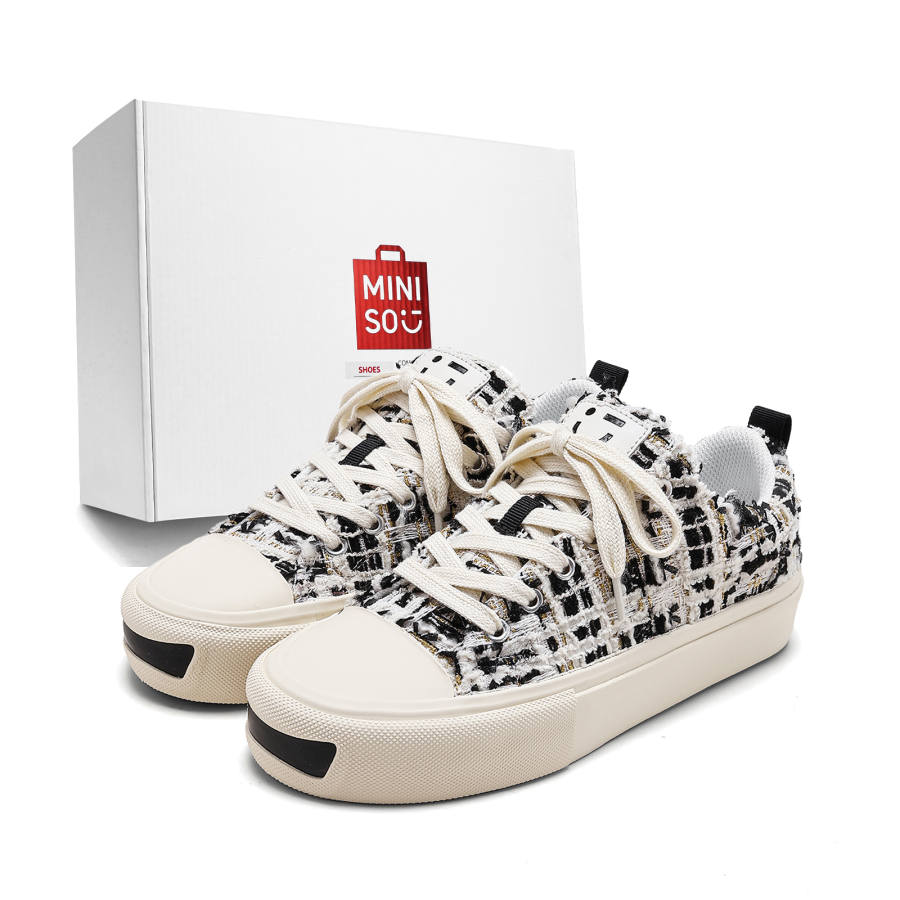 MINISO Skateboard Shoes Unisex Low Top Black/Beige Black/Leopard Print