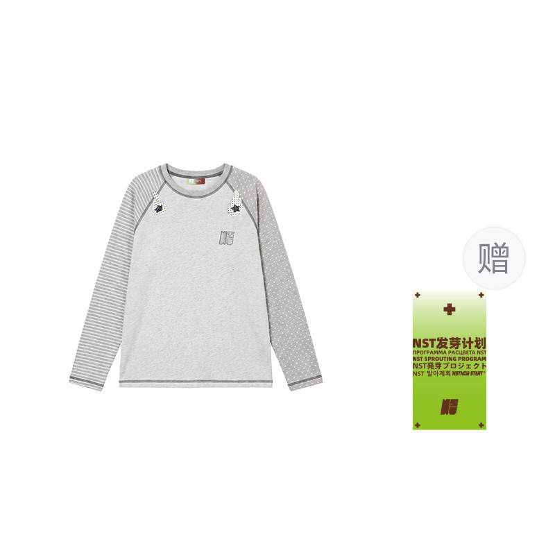 NSTNEW START T Shirts Women's Light Heather Gray Crew Neck Thin Straight Fit
