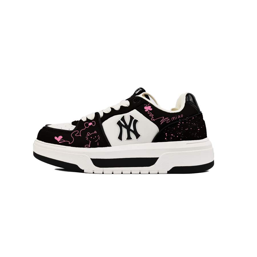 MLB Chunky Liner Skateboard Shoes Unisex Low Top Black White Pink Color Block