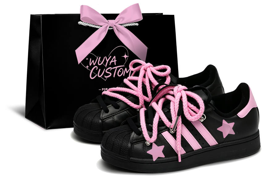 Adidas Originals Superstar 2 Skateboard Shoes Unisex Low Top Black/Pink