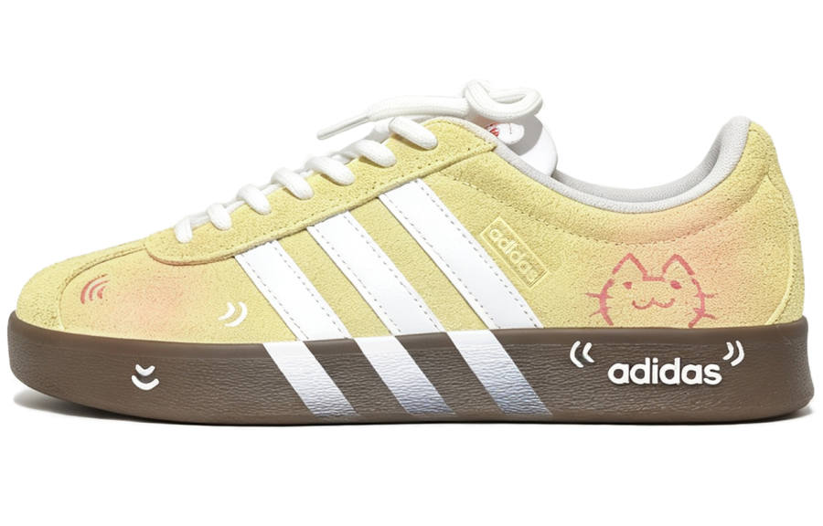 Adidas Adidas VL COURT 2.0 Cushioning Abrasion Resistant Low top German Army Trainers Unisex Pink Yellow