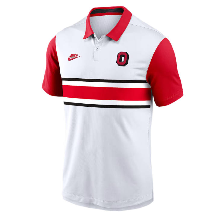 Nike Nike Polo Shirts Men's White/Scarlet Polo Collar Moderate