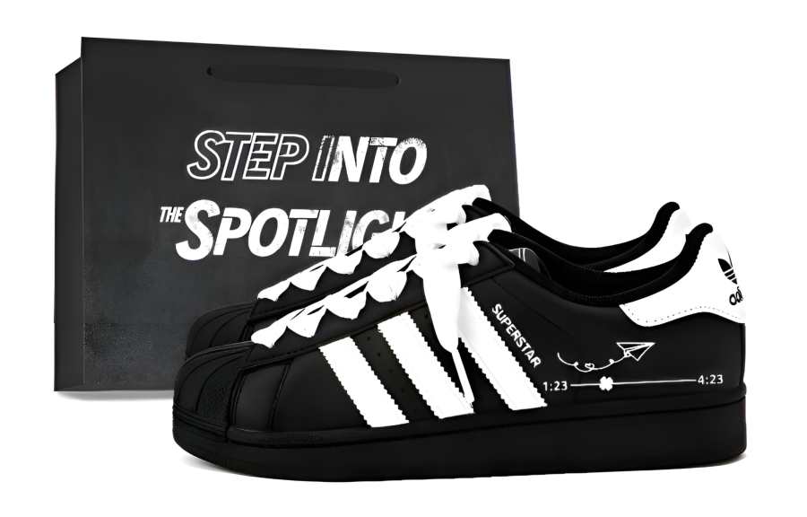 Adidas Originals Superstar 2 Skateboard Shoes Women's Low Top Black & White Black Shopping Bag