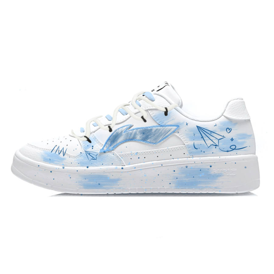 Li-Ning Li Ning Floating Boat Skateboard Shoes Unisex Low Top White Blue Gradient Graffiti Colorway