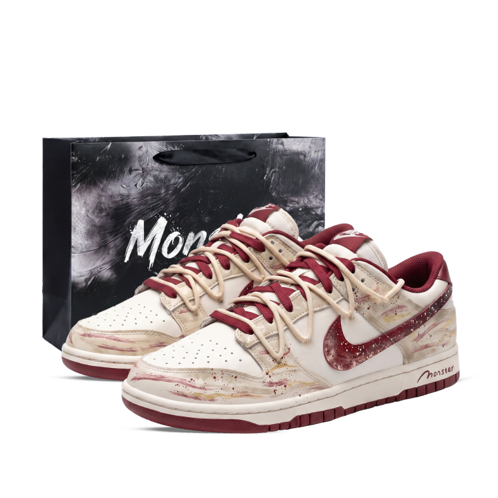Nike Nike Dunk Skateboard Shoes Unisex Low Top White/Black/Red/Gold
