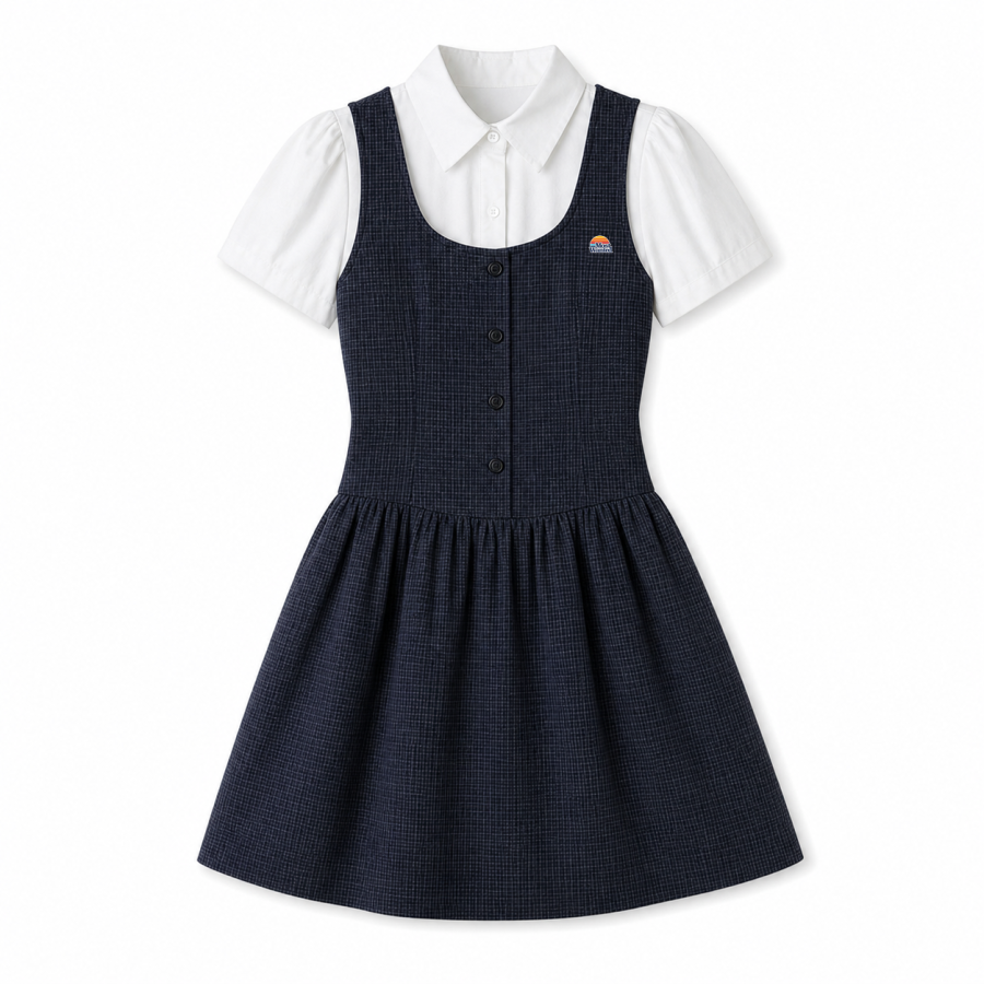 MostwantedLab Two Piece Skirt Sets Women's Square Collar Thin Short Skirt