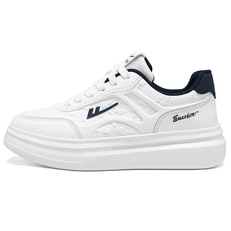 WARRIOR Skateboard Shoes Men's Low Top Beige Coffee, White Dark Blue, White Gray
