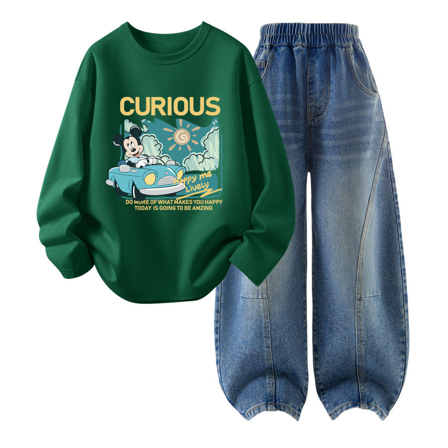 Disney Kids Casual Sportswear Crew Neck Thin Stretch Breathable