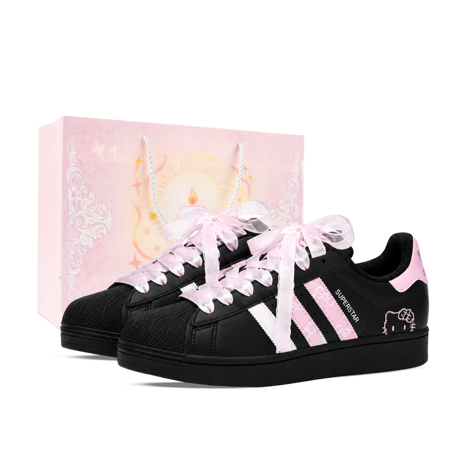 Adidas Adidas Originals Superstar Skateboard Shoes Unisex Low Top Black/White/Pink