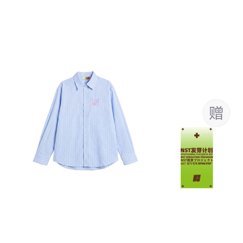 NSTNEW START Shirts Women's Blue Lapel Thin Straight Fit