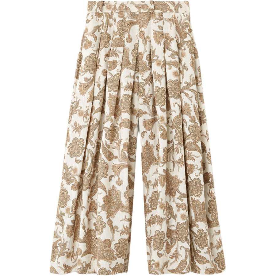 Loro Piana Casual Pants Women's Beige & Cookie Moderate Wide Leg Pants