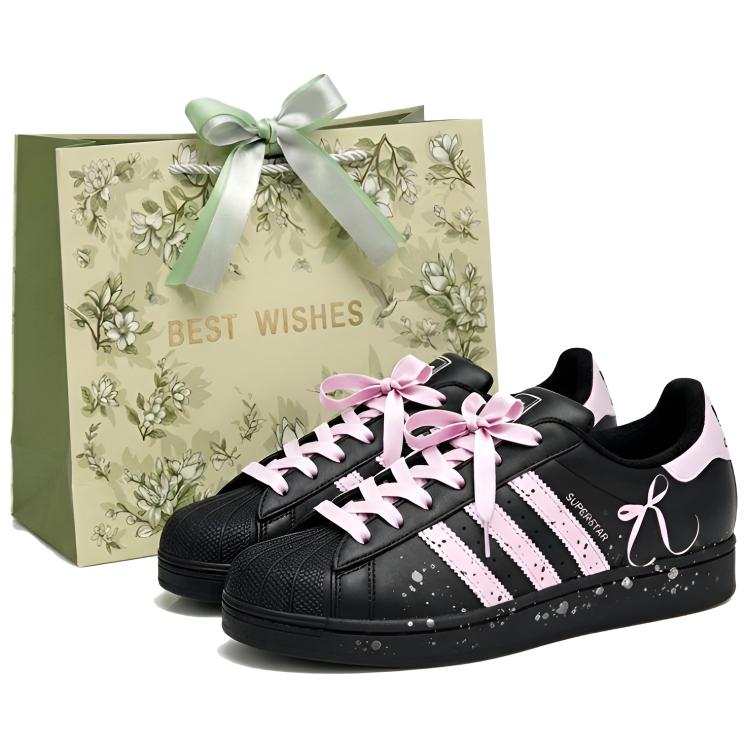 Adidas Originals Superstar 2 Skateboard Shoes Women's Low Top Black Pink