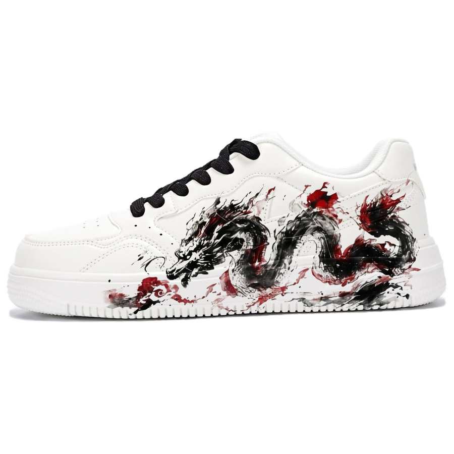 WARRIOR Skateboard Shoes Men's Low Top White Black Red Color Block