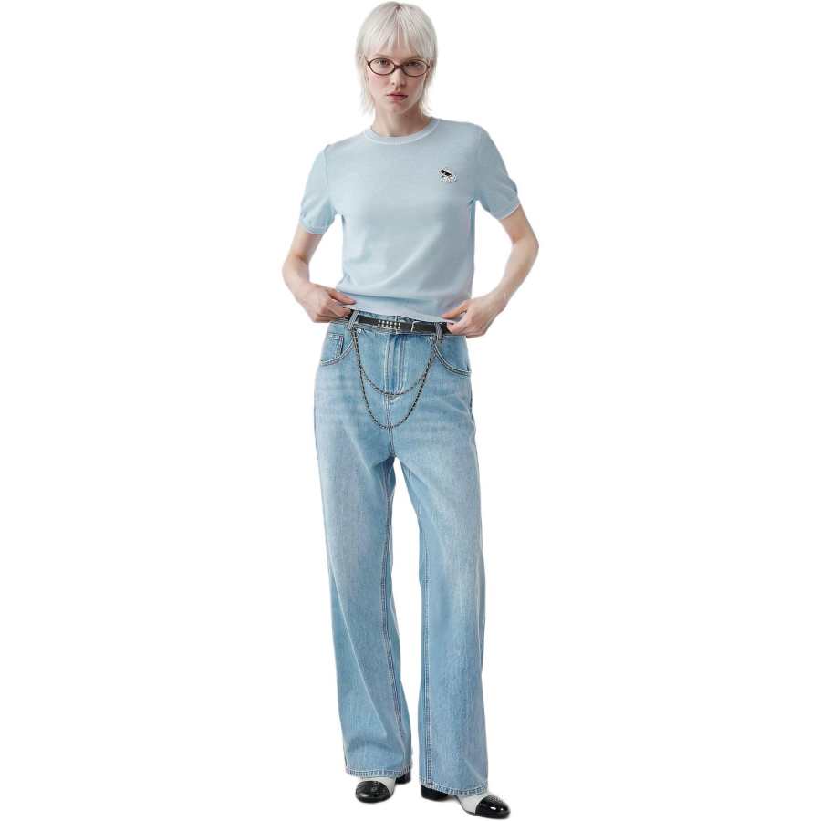 KARL LAGERFELD / Karl Lagerfeld Jeans Women's Blue Moderate Straight Fit Pants