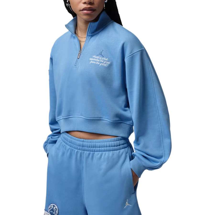 Jordan Jordan Brooklyn Fleece Sweatshirts Women's Above Cerulean/Pure Cerulean Stand Collar Moderate