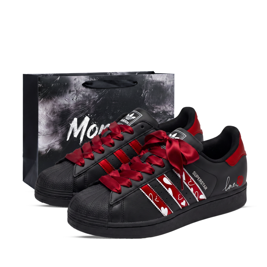 Adidas Originals SUPERSTAR Skateboard Shoes Unisex Low Top Black/Red