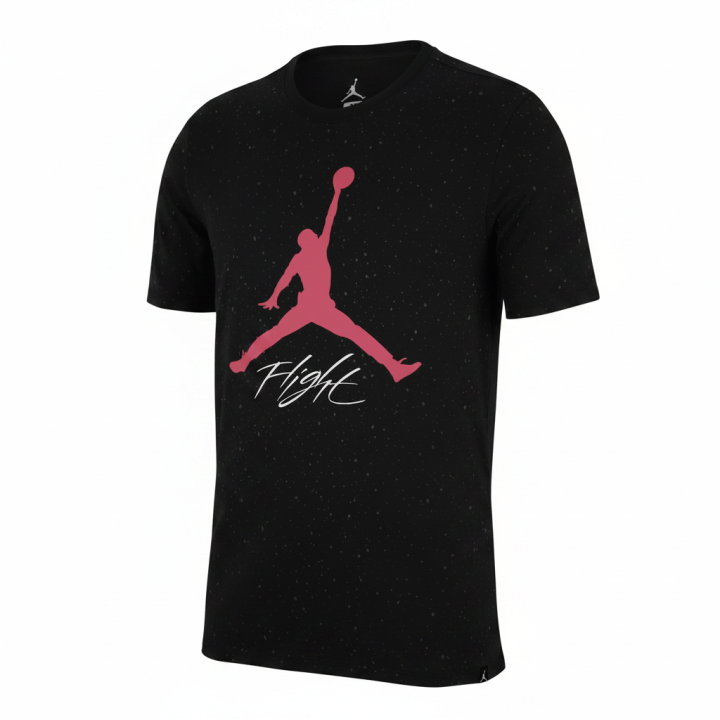Jordan Jordan Flight T Shirts Men's Black/Gym Red Crew Neck Moderate