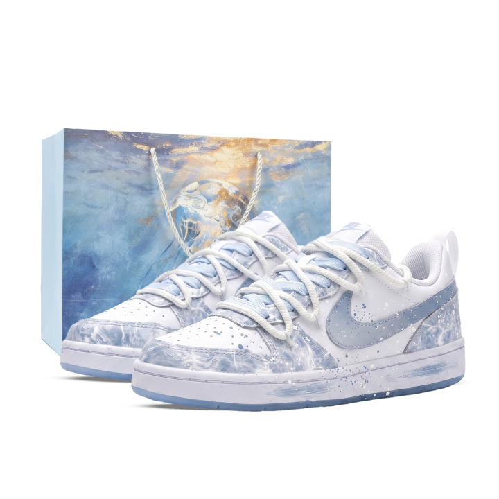 Nike Nike Court Vision Skateboard Shoes Women's Low Top White/Blue/Gray