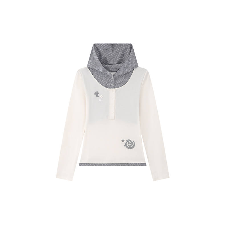 F426 T Shirts Women's Hooded Non Detachable Moderate Nipped In Waist