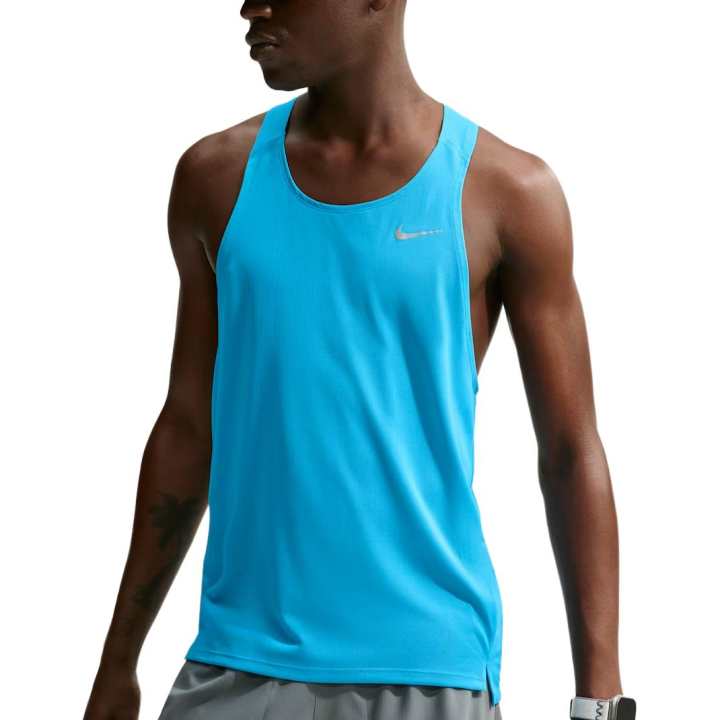 Nike Nike Swoosh Running Tank Tops Men's Light Current Blue Crew Neck