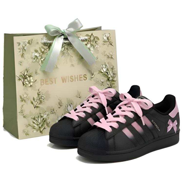 Adidas Originals Superstar 2 Skateboard Shoes Women's Low Top Black Pink