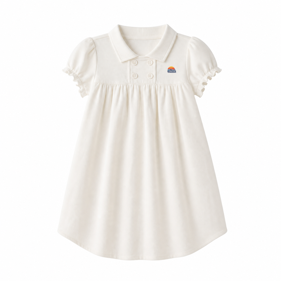 MostwantedLab Short Sleeved Dresses Women's Peter Pan Collar Thin Midi Dress A Line Skirt