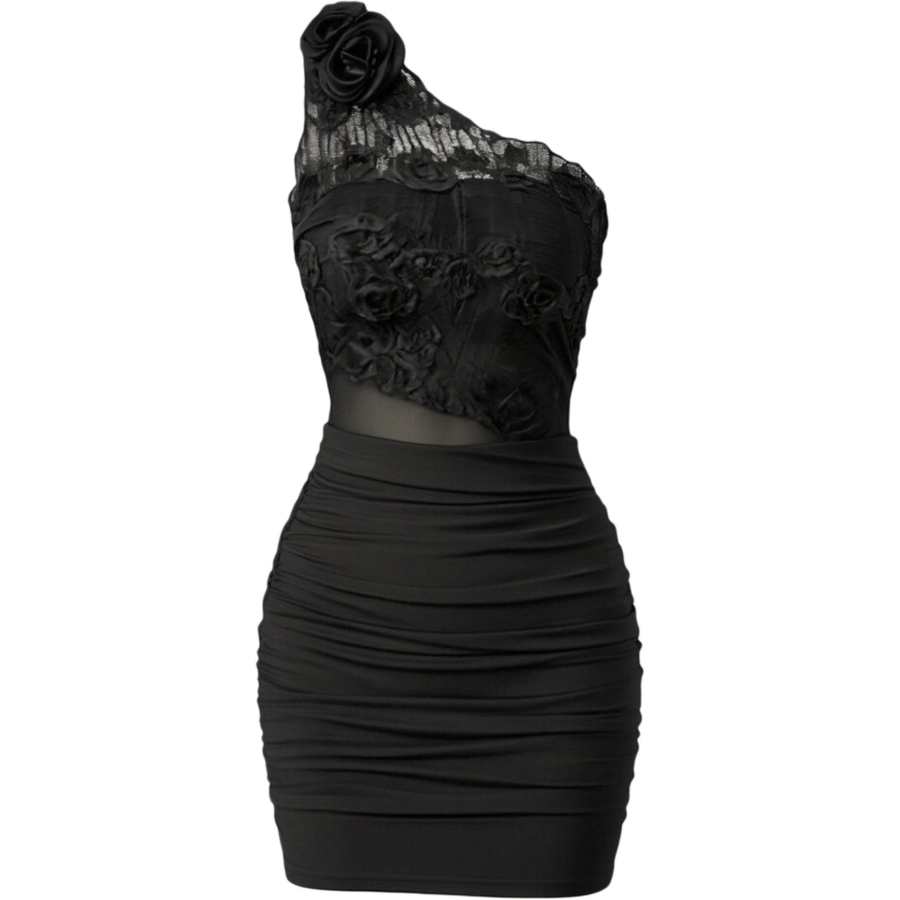 CHARM GLOW Sleeveless Dresses Women's Asymmetrical Collar Moderate Short Skirt Bodycon Skirt