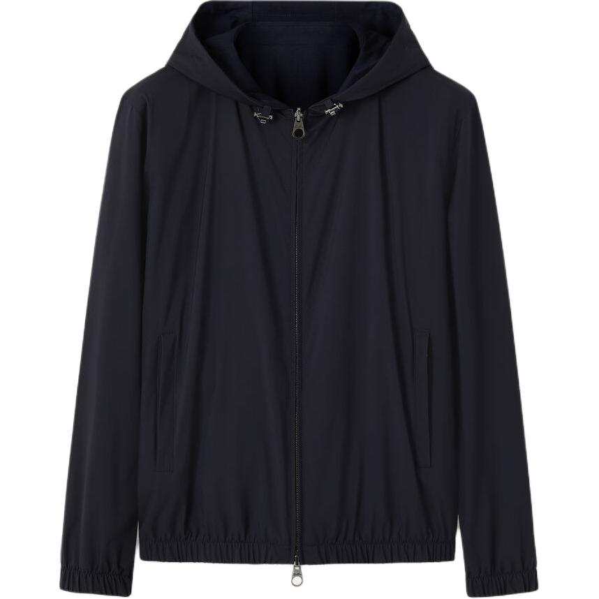 Loro Piana Jackets Men's Marine Blue Hooded Non Detachable Moderate Other