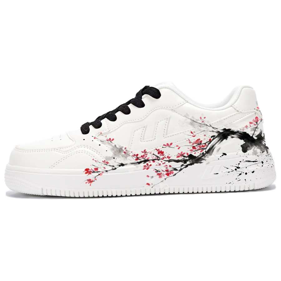 WARRIOR Skateboard Shoes Unisex Low Top White Black Red Color Block