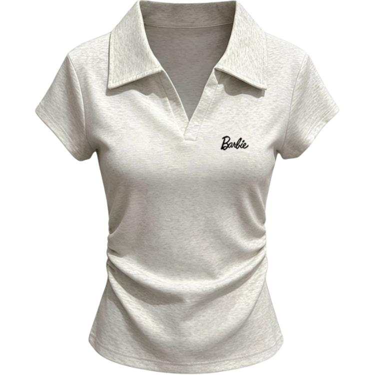 Barbie T Shirts Women's Polo Collar Moderate Nipped In Waist
