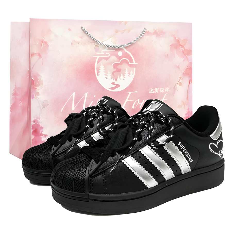 Adidas Originals SUPERSTAR Skateboard Shoes Women's Low Top Black, White